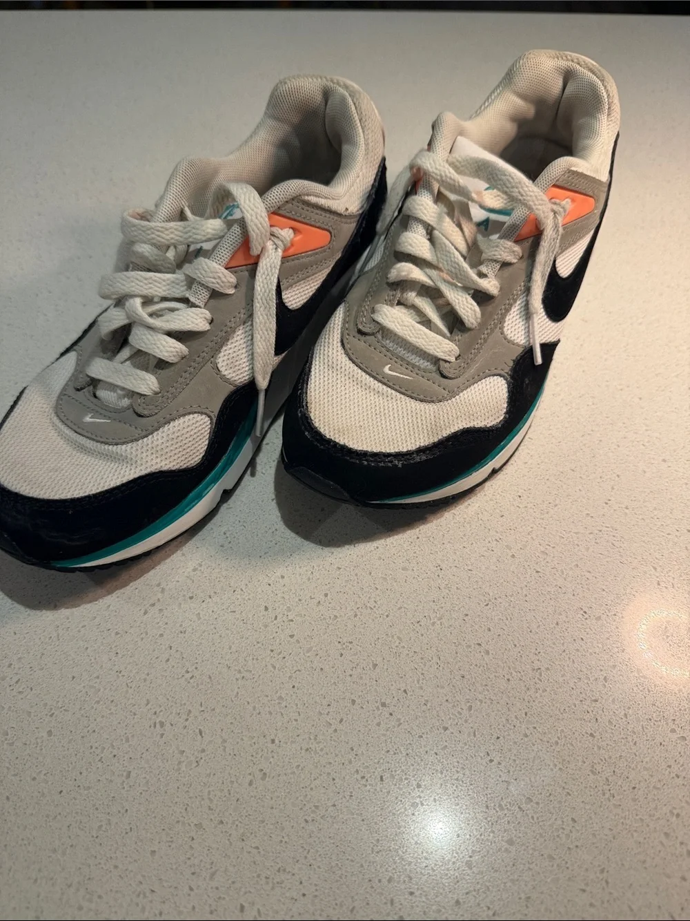 Nike Kids Sneakers in White, Black, Teal & Orange